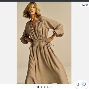 NWT ZARA ZARA WOMAN NWT SS22 TAUPE BROWN MIDI DRESS M 7640/195